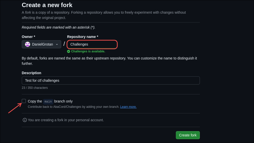 Fork options