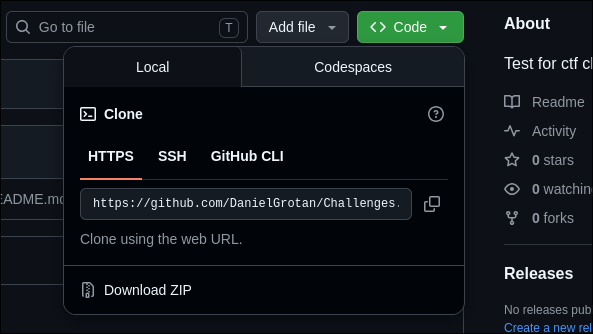 GitHub clone URL dropdown